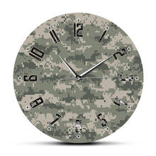 Army Soliders Green Camouflage Wall Art Modern Bedroom Silent Wall Clock Military Hanging Clock Wall Watch Man Cave Camo Decor 2024 - buy cheap