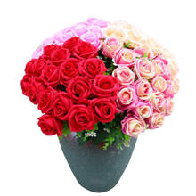 Ramo de flores artificiales para boda, decoración de fiesta de boda, rosa, novia Real Tailandesa, 18 2024 - compra barato