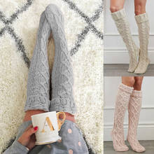 Womens New Winter Spring Cable Knit Over Knee Long Boot Thigh-High Warm Stockings Fashion Soft Homewear 2024 - buy cheap