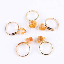 Anillo pequeño de Reiki Mineral para mujer, sortija abierta ajustable de Color dorado, piedra Natural, citrinas, cristal de cuarzo amarillo, joyería de boda 2024 - compra barato