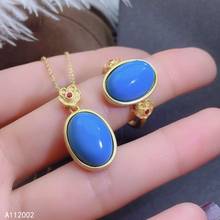 KJJEAXCMY fine jewelry natural Turquoise 925 sterling silver women pendant necklace chain ring set support test luxury 2024 - buy cheap