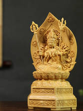 Escultura de Feng Shui de loto sentado, tallado en madera Guanyin estatua de Buda, 1000 manos, decoración del hogar 2024 - compra barato