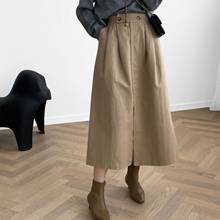 2020 High A-Line Autumn Elegant Long Cotton Skirt Femme Back Stretch Waist Faldas Jupe Saia Women Skirts 2024 - buy cheap