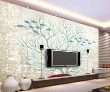 Bacal Custom 3D mural wall paper Modern Blue Tree Art Fish TV Background Wall decoration painting photo wallpaper for walls 3 d 2024 - buy cheap