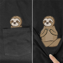 PLstar Cosmos T Shirt summer pocket Sloth printed t-shirt men for women shirts tops funny cotton black tees 2024 - buy cheap