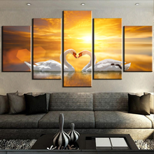 Canvas Painting HD Print Large 5 Panel Love Way Swan Pictures on Posters Wall Art For Living Room Home Decorations Accessories 2024 - buy cheap