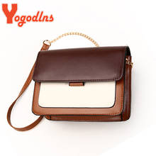 Yogodlns Vintage PU Leather Crossbody Bags For Women Contrast Color Shoulder Bag Luxury Handbags Designer Small Square Bag bolso 2024 - buy cheap