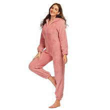 Winter Pajamas Women 2020 Latest Style Ladies Cute Bear Hooded Pajamas Plush Thick Plush Jumpsuit Oversized S-5XL Home Suit 2024 - buy cheap