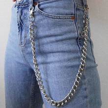 Chaveiro longo de metal com corrente de 60cm, chaveiro, calças de rock, hipster, jean, cinto, clipe de anel, jóias hiphop masculinos 2024 - compre barato