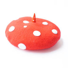Hats Japanese Style Red Wool Felt Berets Winter Vintage Painter Cute Beret Creative Polka Dot Mushroom Hat Girl Gift 2024 - buy cheap