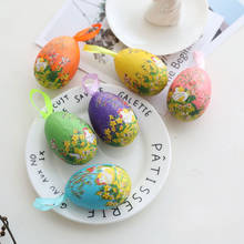 Set de 6 unids/set de huevos de Pascua coloridos, ornamento colgante con patrón de gallina y conejo, decoración de Pascua para el hogar, Color aleatorio 2024 - compra barato