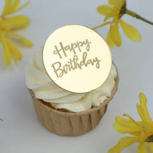 5 шт. новый акриловый 5 см золотой Топпер для кексов на день рождения розовый Золотой Серебряный 3D Круглый Топпер для торта украшение для торта на день рождения 2024 - купить недорого