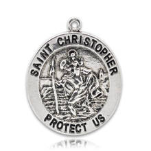 10 PCs Doreen Box  Alloy Round Pendants  Printed Message "St.Christopher" Silver Color 33x30mm For DIY Jewelry Making Findings 2024 - buy cheap