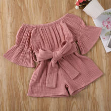 2020 Baby Summer Clothing Rompers Toddler Baby Girls Fashion Solid Off-shoulder Big Bow Jumpsuit Infant Waist Bandage Shorts 2024 - buy cheap
