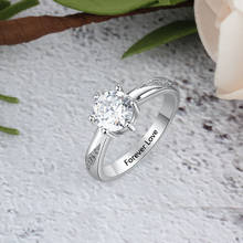 Anillos de boda grabados personalizados para mujer, de Plata de Ley 925, joyería de compromiso de cristal de circonita personalizada 2024 - compra barato