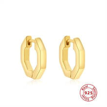 Geometric Octagon 925 Sterling Silver Hoop Earrings For Women Simple 18K Gold Plated Huggies Wedding Silver Jewelry 2024 - buy cheap