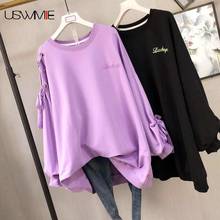 Free Shipping Women Hoodies Fashion Streetwear Loose O-neck Oversized Hoodie Letter Bandage Long Sleeve Pullovers 2024 - buy cheap