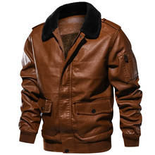 Jaqueta de couro bomber masculina de inverno, casacos grossos de couro pu para outono e inverno tamanho: 2024 - compre barato