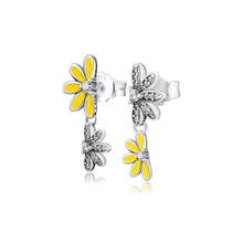 Pendientes de margaritas brillantes con esmalte amarillo de plata de ley 100%, joyería, envío gratis 2024 - compra barato