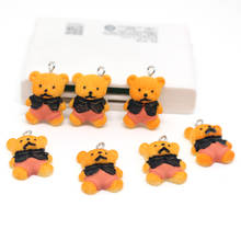 10pcs Cute Small Orange Bowknot Bear Earring Resin Charms Animal Keychain Necklace Pendant Accessory DIY Craft Jewelry Findings  2024 - buy cheap