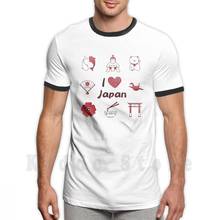 Camiseta de algodón con estampado de I Love Japan (rojo) para hombre, camiseta fresca con estampado Diy, Maneki, Neko, Origami, Sakura, flor de cerezo 2024 - compra barato