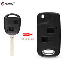 KEYYOU-carcasa de llave remota modificada, carcasa Fob de 2 botones para Toyota Celica Avensis RAV4 Prado Camry con TOY43 TOY47 TOY48, 10X 2024 - compra barato
