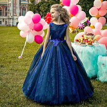 Пышные платья для девочек ярко-синего цвета бальное платье для дня рождения, праздника, маленькой принцессы, платья с открытой спиной на заказ 2024 - купить недорого