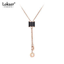 Lokaer White/Black Ceramics Circle Charms Necklaces Roman Numerals Rose Gold Stainless Steel Pendant Jewelry For Women N19039 2024 - buy cheap