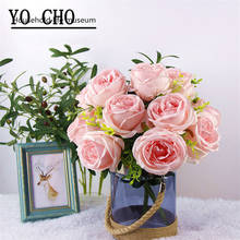 YO CHO 7 голов шелковые искусственные цветы Белый Розовый Шампань искусственные розы Красивые Искусственные бразильские Розы Свадебные украшения для дома 2024 - купить недорого