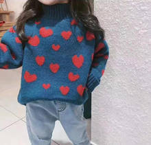Baby Girls Love Sweater 2020 Spring Children's Hooded Warmth Knit Bottoming Shirt Korean Kids Winter Knit Clothes 2024 - buy cheap