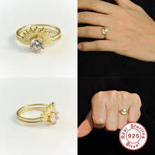 Anel de aide 925 prata esterlina anillos ouro luz solar anéis para presente feminino luxo jóias finas casamento zircão anéis bague bijoux 2024 - compre barato