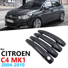 Black Carbon Fiber Door Handles Cover for Citroen C4 MK1 Picasso 2004~2013 Car Accessories Stickers Styling 2005 2006 2007 2008 2024 - buy cheap