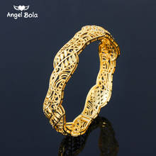 Dubai India Africa Gold Color Muslim Turkish Bangles for Women Gold Lattice Bangle Bracelet Girls Women Hand Jewelry Arab Gifts 2024 - buy cheap