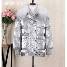 Sanishroly New Women Midi Long Coat Winter Warm Thicken White Duck Down Jacket Female Sheep Fur Collar Parka Outerwear Tops S697 2024 - buy cheap