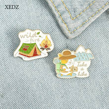 XEDZ-broche esmaltado con dibujos animados para niños, broche con diseño de casa de madera, bosque, picnic, foto, traje estilo punk, joyería 2024 - compra barato