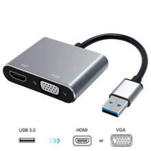 Adaptador VGA 2 en 1 de 1080P USB 3,0 a HDMI, convertidor multipantalla 2K HD, para Windows 7/8/10, Mac OS 2024 - compra barato