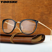 Yooske óculos de gatinho, armação unissex, tipo olho de gato, retrô, de metal, tamanho grande, transparente 2024 - compre barato