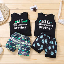 OPPERIAYA Little Baby Boys Vest and Shorts Summer Suit Unique Letter Sleeveless O-neck Tops and Printing Elastic Short Pants 2024 - buy cheap