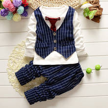 Baby boy clothes cotton plaid print two-piece children's clothing gentleman tie vest new baby clothes baby boy age set 2024 - buy cheap