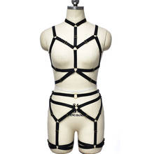 Conjunto de gaiola corporal gótica pastel, bondage ajustável, meias elásticas, cinto de liga, lingerie sexy, top sutiã 2024 - compre barato