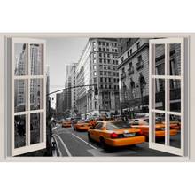 3D Hot Urban Taxi Window Frame Window Mural Vinyl Bedroom Vinyl Wallpaper Wall Decals Stickers Christmas Wall Sticker 2024 - buy cheap