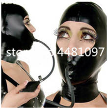 Mascarilla Sexy de látex con cabeza completa, máscara de fetiche, capucha de látex con tubo para la boca, hecha a medida, XS-XXL 2024 - compra barato