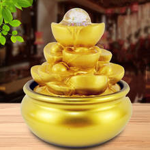 Resin Golden Ingots Water Fountain Office Desktop Buddha Statue Feng Shui Ornaments Home Decoration Waterscape Crafts Gifts 2024 - buy cheap