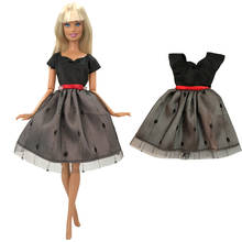 Nk nova boneca de renda preta nobre, 1 peça, requintada, roupa diária, vestido de moda, adequado para boneca barbie, melhor criança, presente 2021 2024 - compre barato