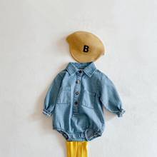 Hetiso denim bodysuit recém-nascido manga longa bebê menina macacões e macacões de algodão itens do bebê da criança conjuntos 0 a 3 mos 2024 - compre barato