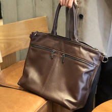 Business Briefcase Women Genuine Leather Tote Vintage Messenger Bag Man Laptop Office Bags Unisex Shoulder Bag Large Capacity 2024 - buy cheap