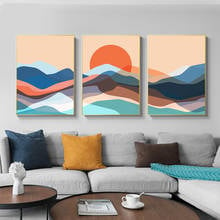 Abstract Landscape Wall Art Poster Ocean Sunset Colorful Sea Wave Canvas Painting Nordic Decoration Picture For Living Room 2024 - buy cheap