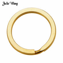 Julie wang 10 pçs 25mm 30mm cor do ouro cobre metal chaveiro chaveiro redondo anel liso diy chaveiro para homem jóias descobertas 2024 - compre barato