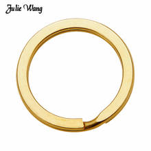 Julie Wang 10pcs 25mm 30mm Gold Color Copper Metal Key Ring Key Chain Round Flat Ring DIY Keychain For Men Jewelry Findings 2024 - buy cheap