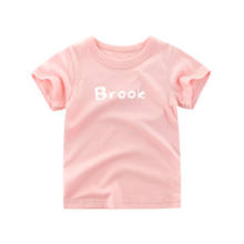 2020 г. Летняя модная футболка с надписью детские розовые и зеленые футболки с короткими рукавами для девочек, хлопковые топы для маленьких детей, одежда для девочек От 2 до 10 лет 2024 - купить недорого
